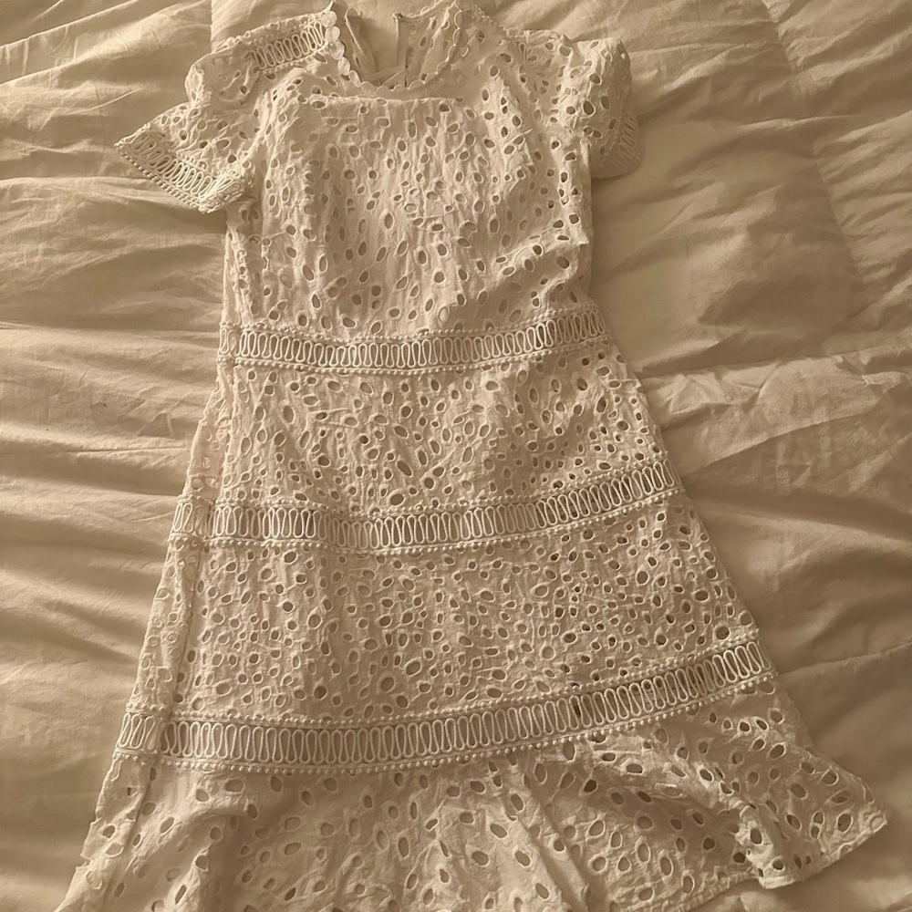 Michael Kors Cream Eyelet Midi Dress